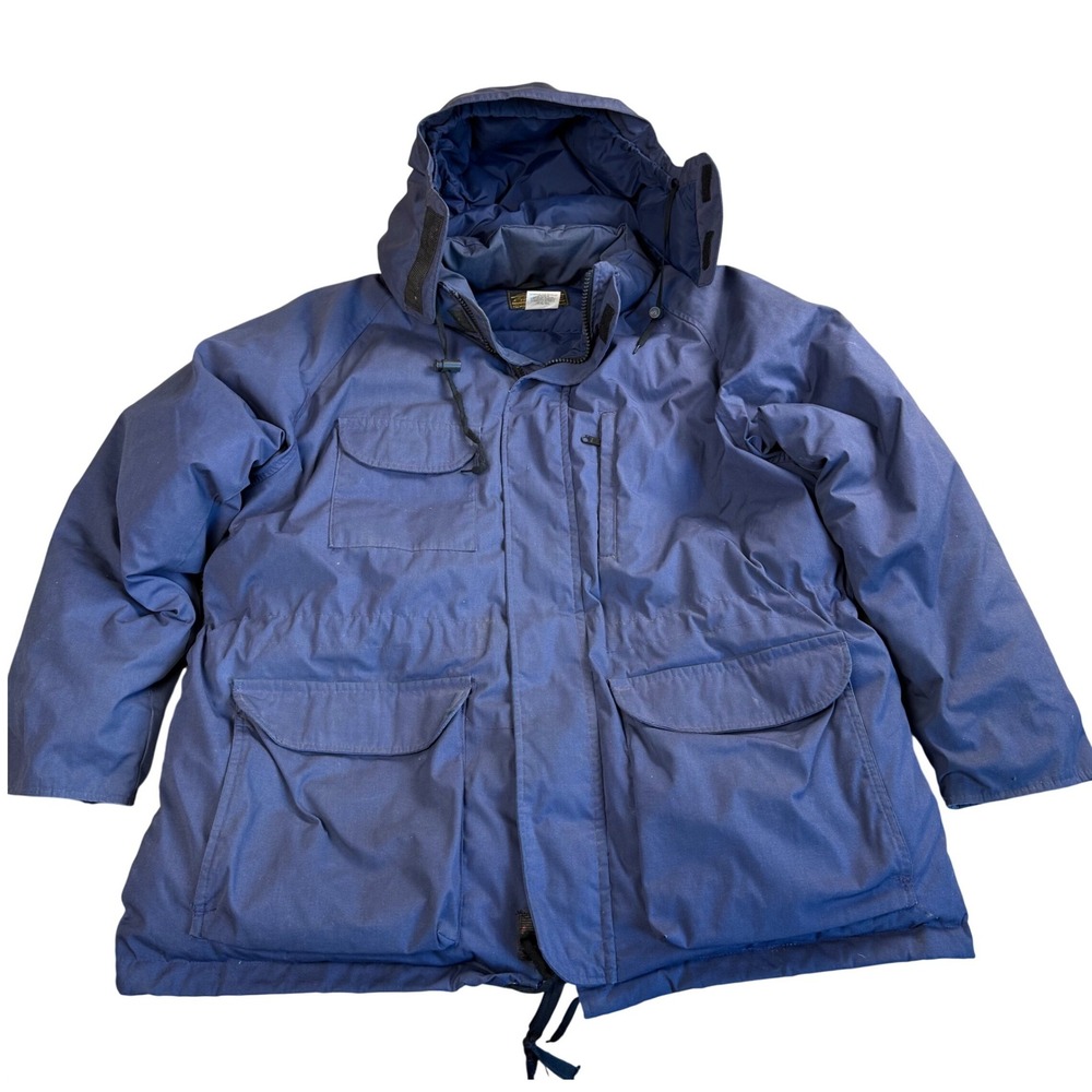 Eddie Bauer 80s Expedition Down Parka Jacket Navy Blue XL Outdoor Made in USA